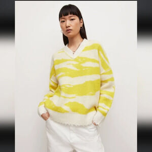 Allsaints Tiga V-Neck Sweater - Sunshine/white